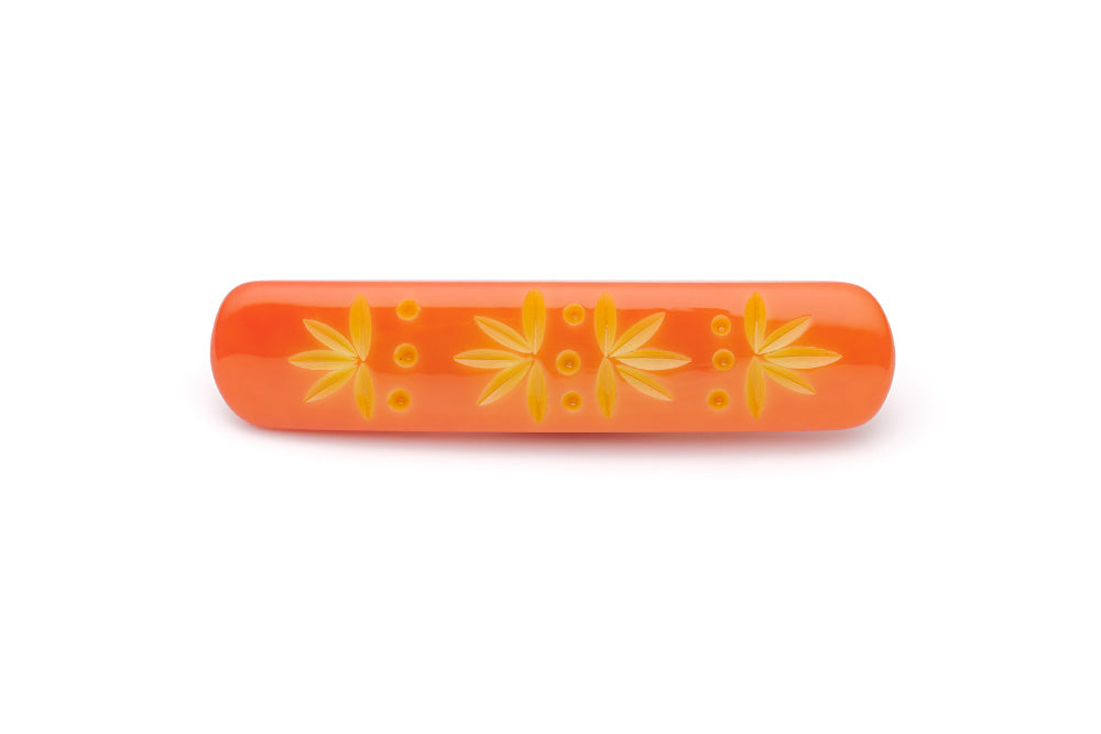 Splendette vintage inspired 1950s Bakelite style peachy orange Duotone fakelite Freesia Carved Hair Barrette