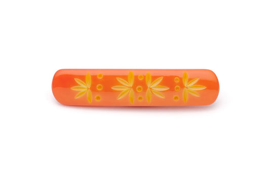 Splendette vintage inspired 1950s Bakelite style peachy orange Duotone fakelite Freesia Carved Hair Barrette