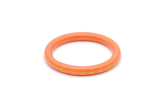 Splendette vintage inspired 1950s Bakelite style peachy orange Duotone fakelite Narrow Freesia Carved Bangle in Classic size
