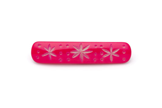 Splendette vintage inspired 1950s pin up style bright pink Duotone fakelite Raspberry Carved Hair Barrette