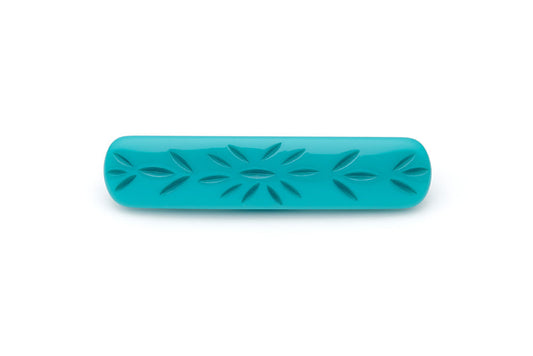 Splendette vintage inspired 1950s style turquoise Duotone fakelite Nymph Carved Hair Barrette