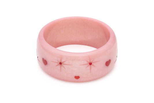 Splendette vintage inspired 1950s style Valentine's pink Extra Wide Sweetheart Starburst Bangle in larger Duchess size