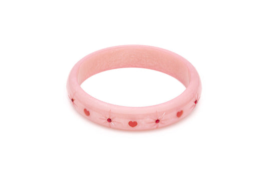 Splendette vintage inspired 1950s style Valentine's pink Midi Sweetheart Starburst Bangle in larger Duchess size
