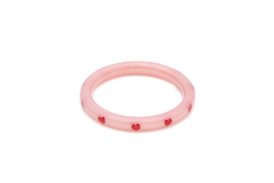 Splendette vintage inspired 1950s style Valentine's pink Narrow Sweetheart Diamante Bangle in smaller Maiden size