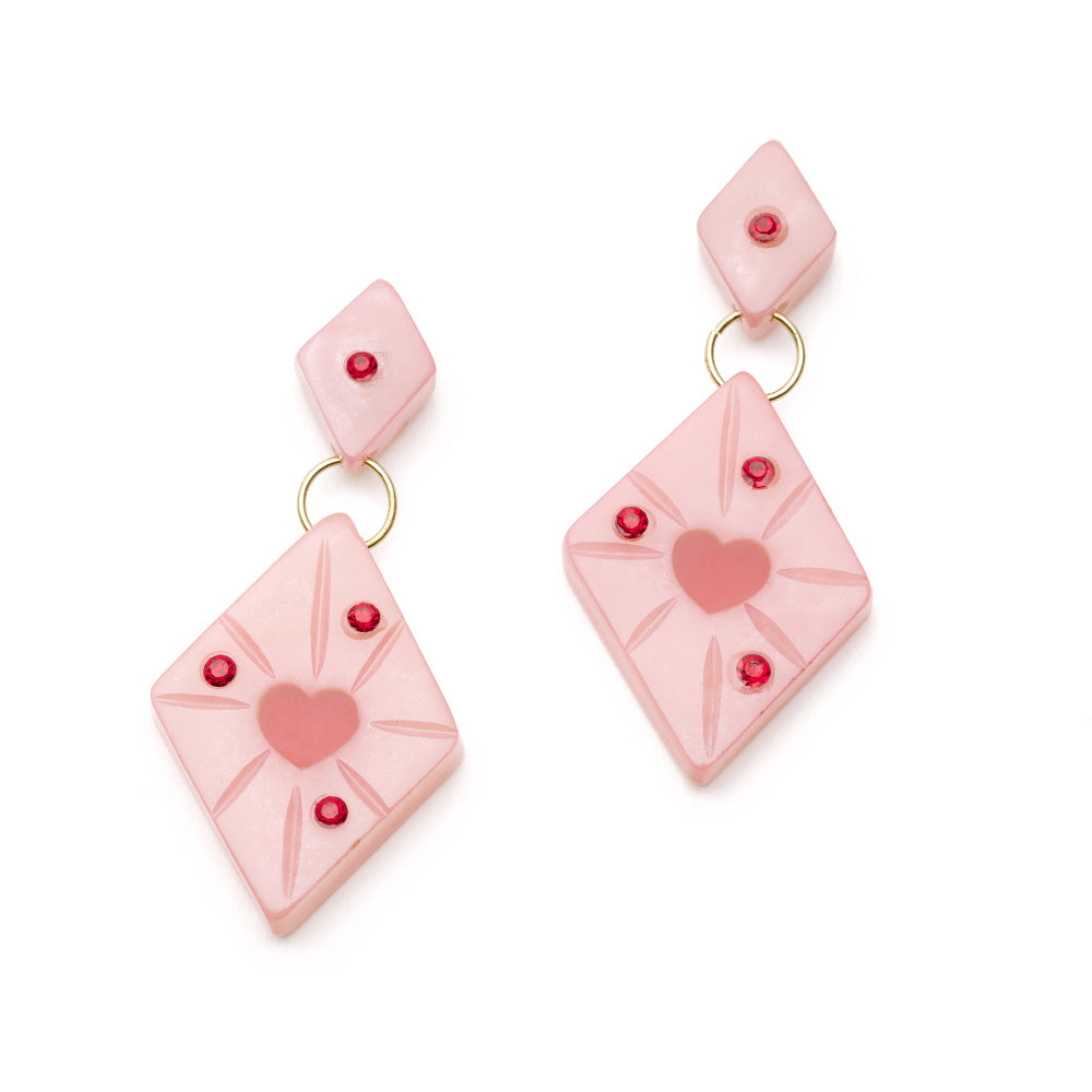 Splendette vintage inspired 1950s style Valentine's pink Sweetheart Starburst Earrings