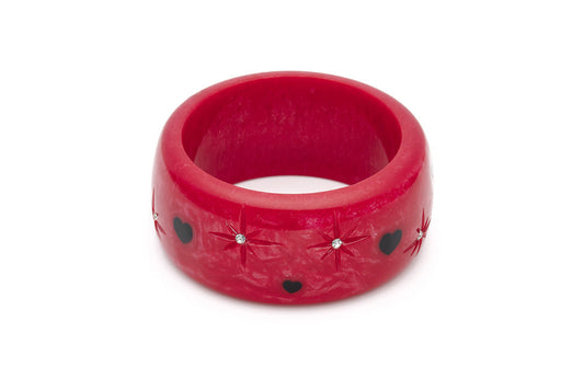 Splendette vintage inspired 1950s style Valentine's red Extra Wide Heartthrob Starburst Bangle in Classic size
