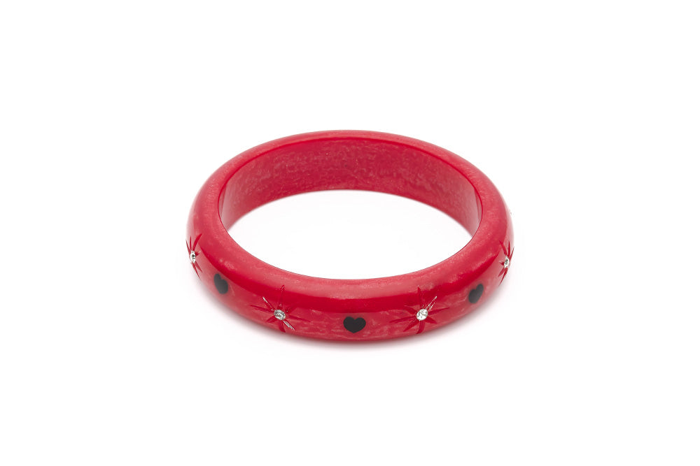 Splendette vintage inspired 1950s style Valentine's red Midi Heartthrob Starburst Bangle in Classic size