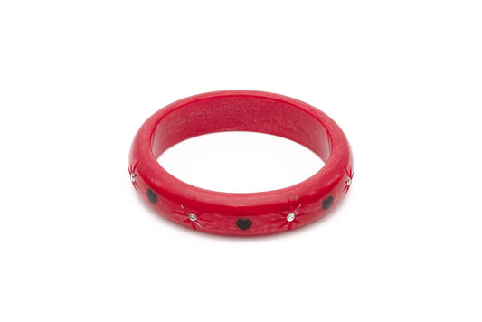 Splendette vintage inspired 1950s style Valentine's red Midi Heartthrob Starburst Bangle in Classic size