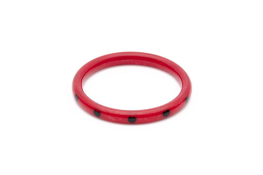 Splendette vintage inspired 1950s style Valentine's red Narrow Heartthrob Diamante Bangle in Classic size