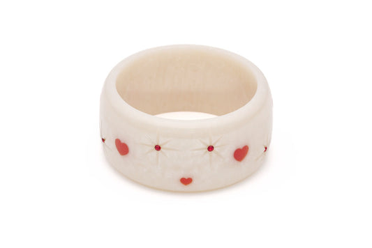 Splendette vintage inspired 1950s style Valentine's white Extra Wide Secret Admirer Starburst Bangle in Classic size