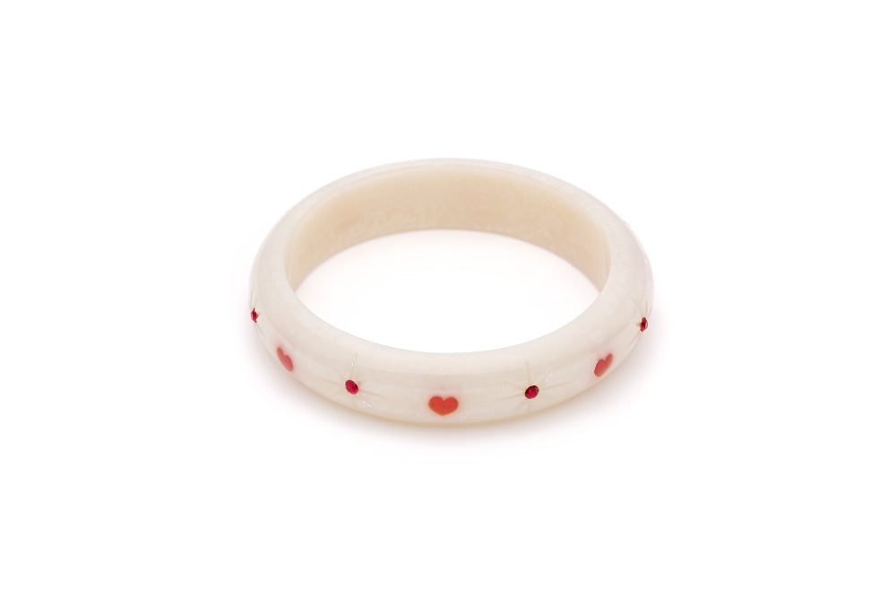 Splendette vintage inspired 1950s style Valentine's white Midi Secret Admirer Starburst Bangle in Classic size