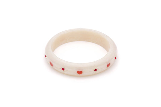 Splendette vintage inspired 1950s style Valentine's white Midi Secret Admirer Starburst Bangle in Classic size