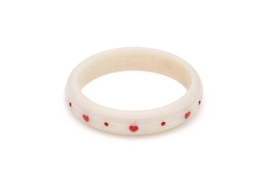 Splendette vintage inspired 1950s style Valentine's white Midi Secret Admirer Starburst Bangle in larger Duchess size