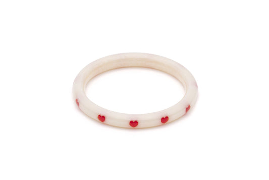 Splendette vintage inspired 1950s style Valentine's white Narrow Secret Admirer Diamante Bangle in Classic size
