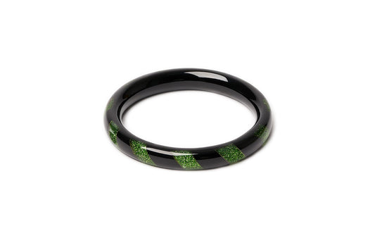 Narrow Green & Black Candy Cane Bangle