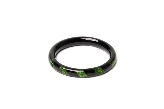 Narrow Green & Black Candy Cane Maiden Bangle