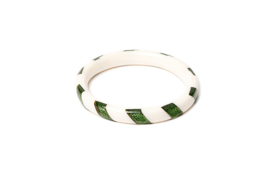 Narrow Green & White Candy Cane Bangle
