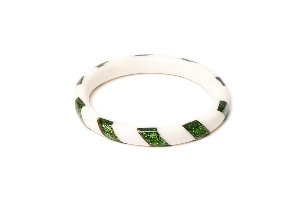 Narrow Green & White Candy Cane Duchess Bangle