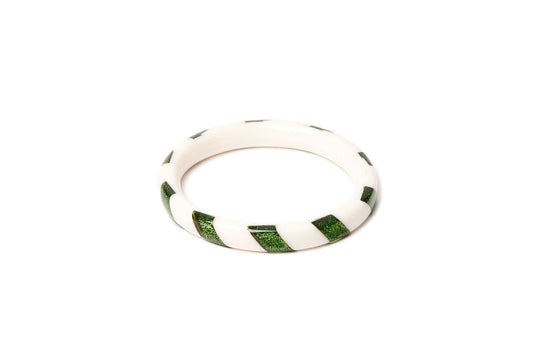 Narrow Green & White Candy Cane Maiden Bangle
