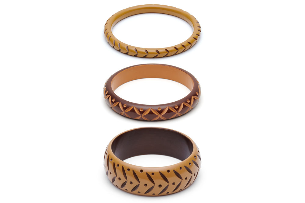 Almond and Walnut Set of 3 Duchess Bangles