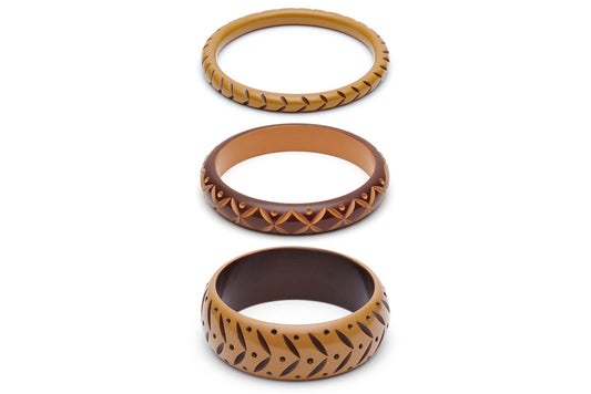 Almond and Walnut Set of 3 Duchess Bangles