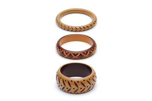 Almond and Walnut Set of 3 Maiden Bangles