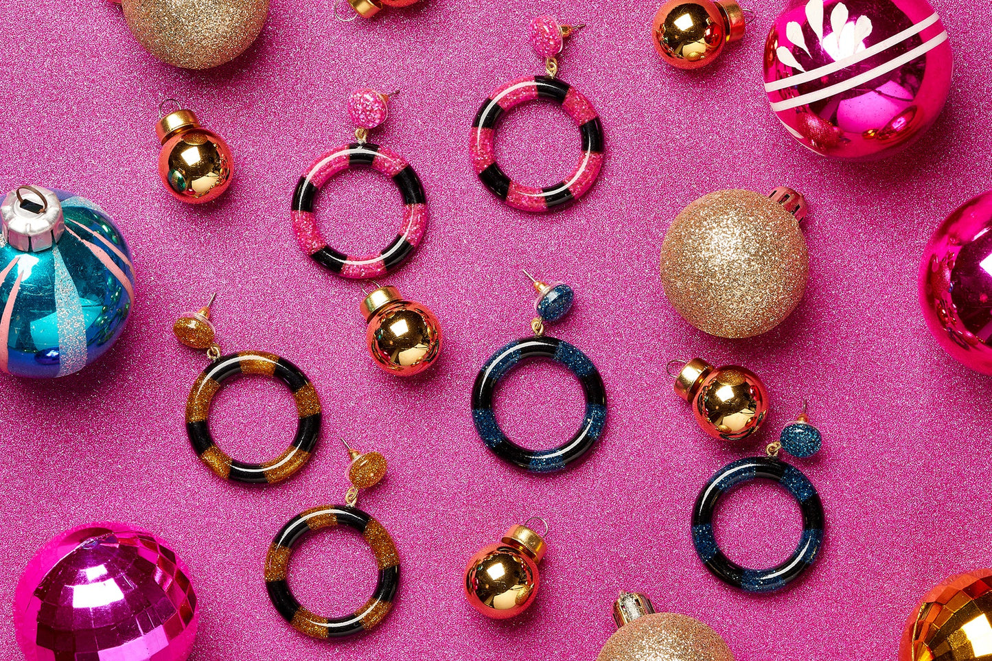 Gold and Black Candy Stripe Hoops