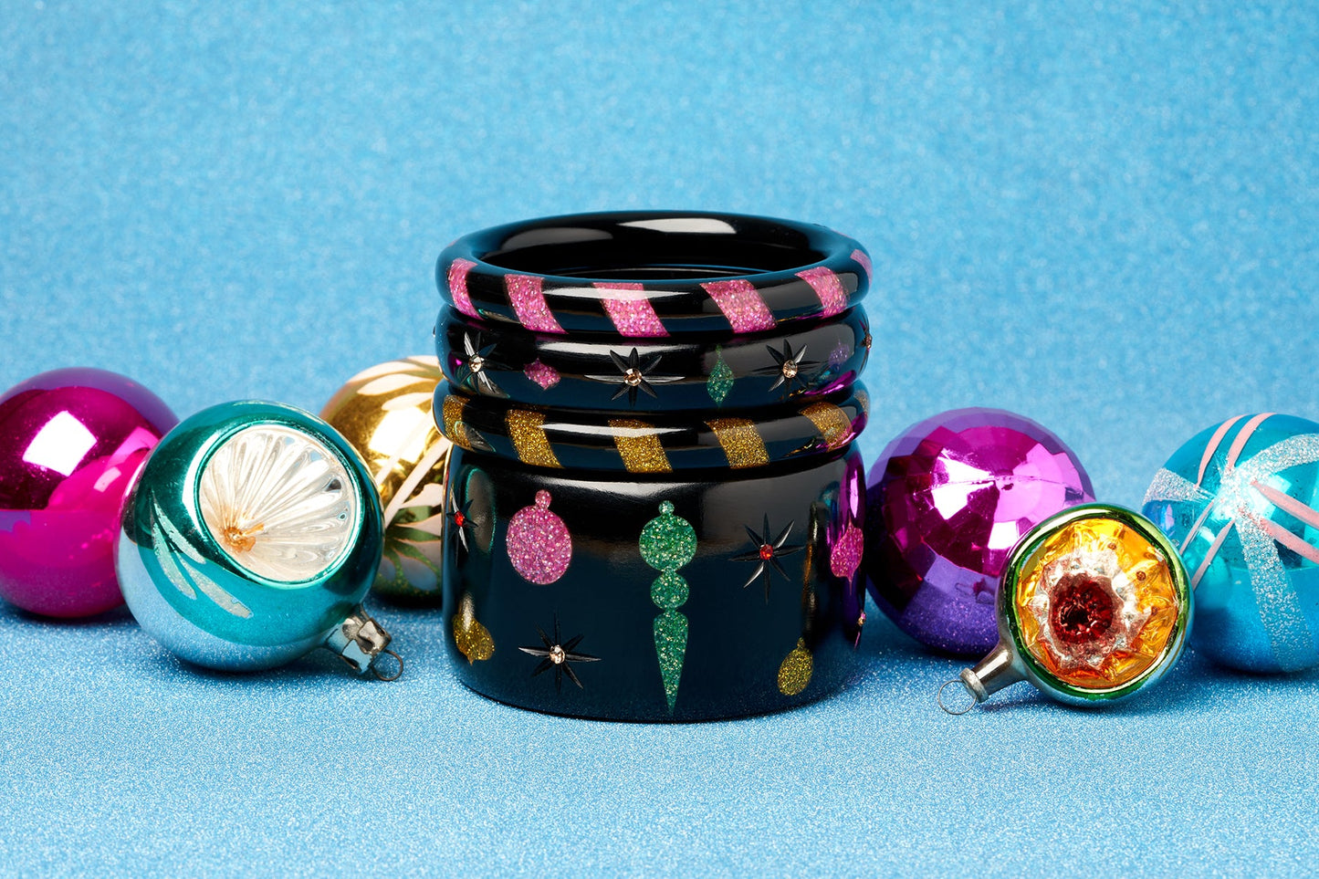 Gold and Black Candy Stripe Hoops