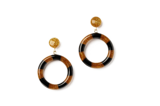 Gold and Black Candy Stripe Hoops