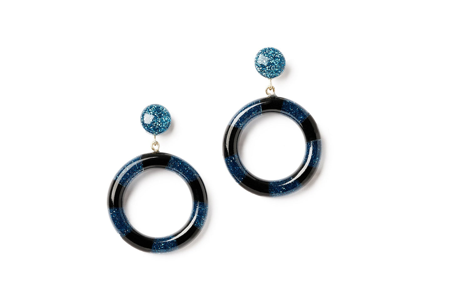Teal and Black Candy Stripe Hoops