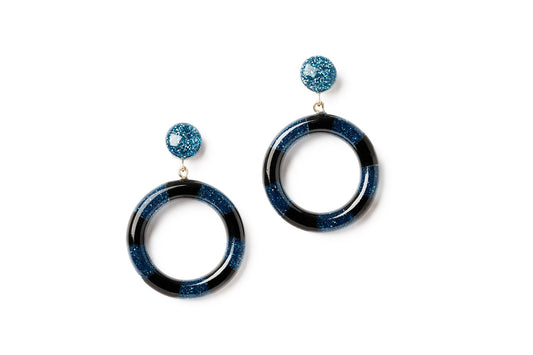 Teal and Black Candy Stripe Hoops
