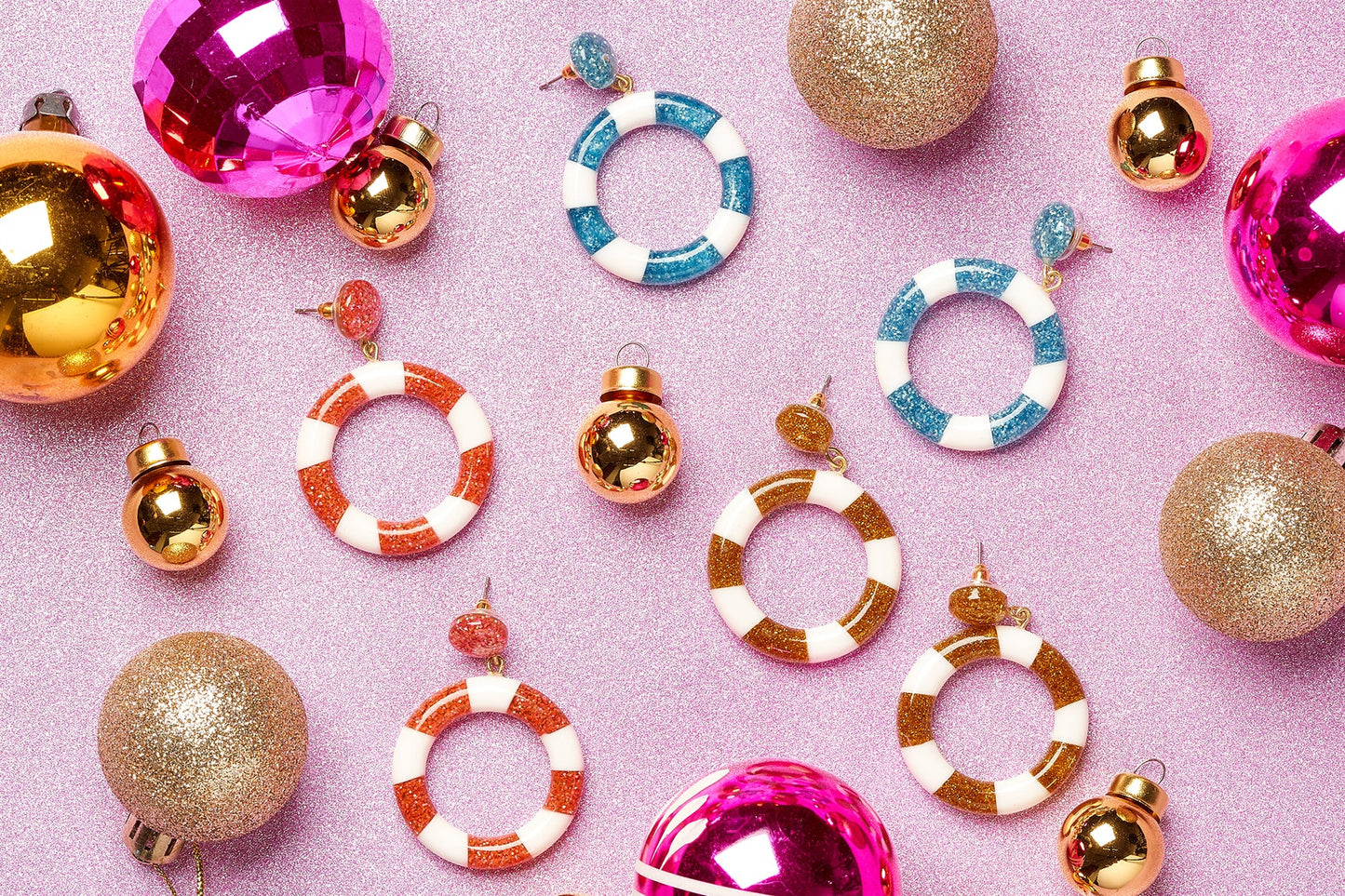 Gold and White Candy Stripe Hoops