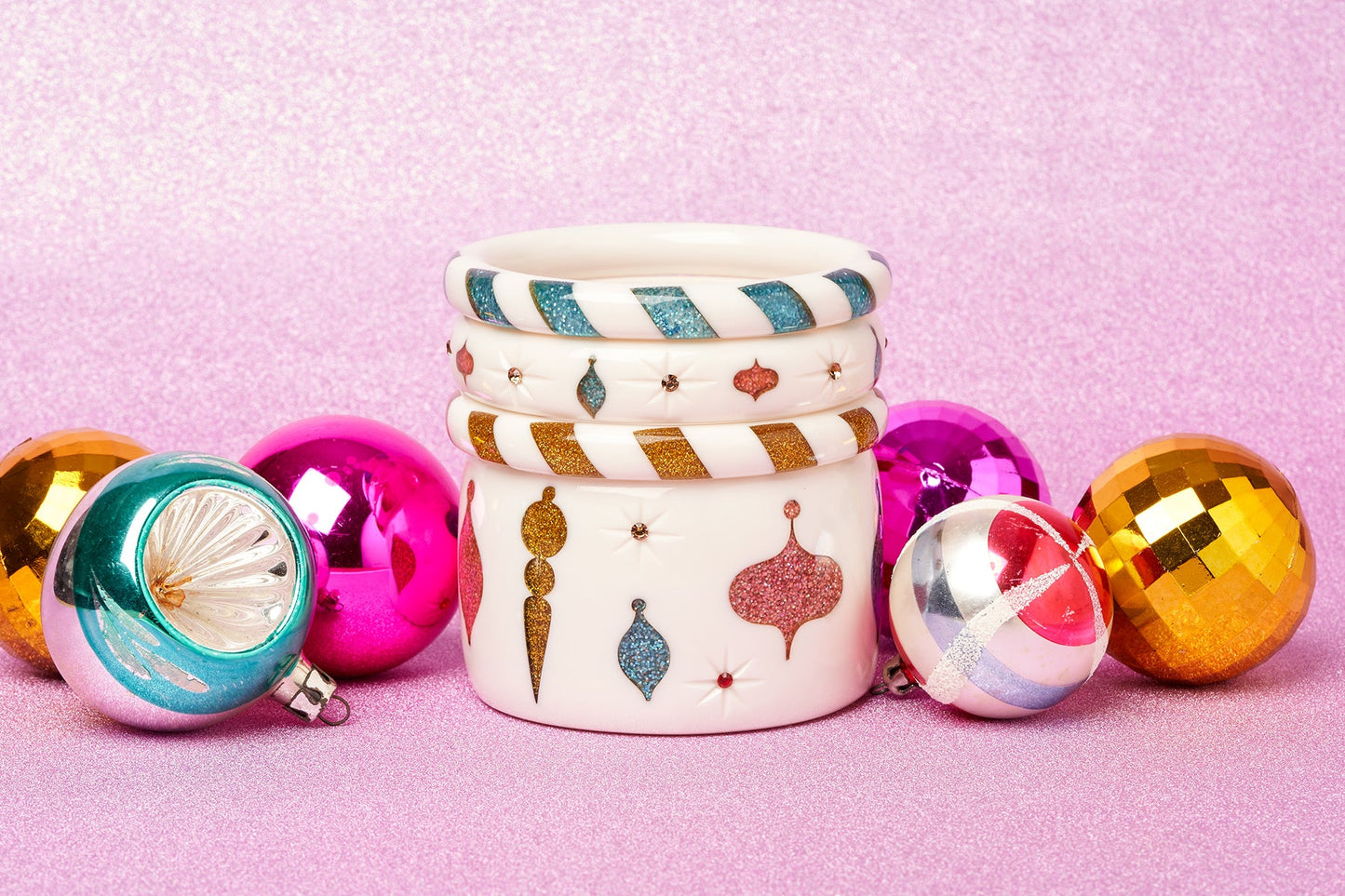 Turquoise and White Candy Stripe Bangle