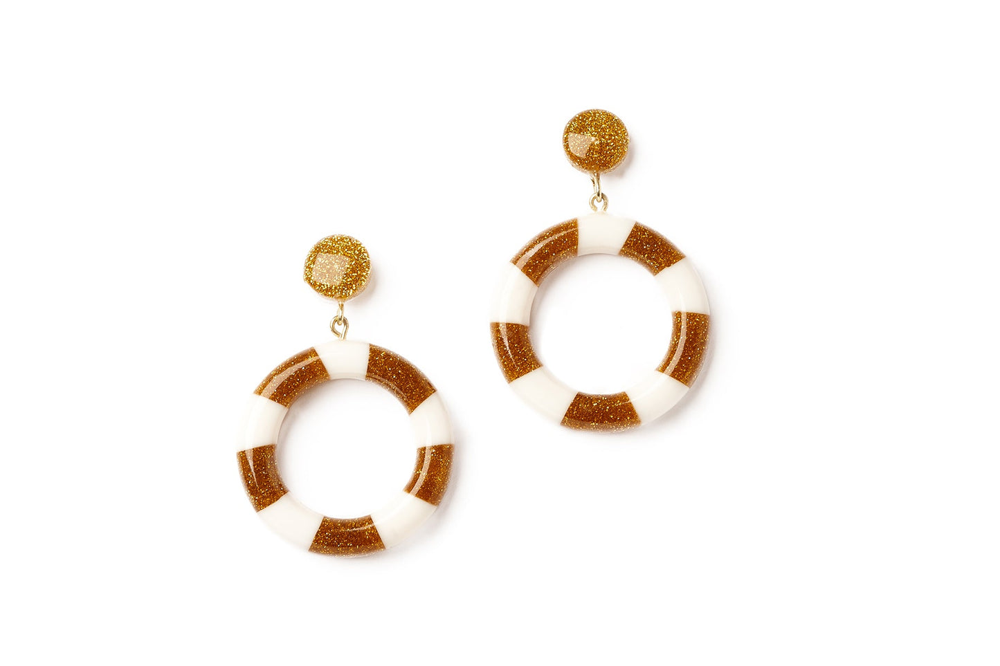 Gold and White Candy Stripe Hoops