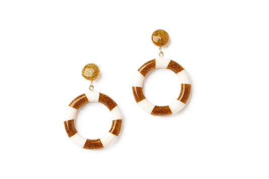 Gold and White Candy Stripe Hoops