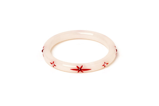 Narrow White Snowflake Bangle