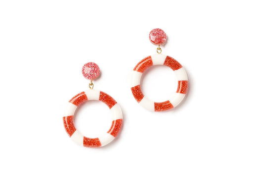 Pale Pink and White Candy Stripe Hoops