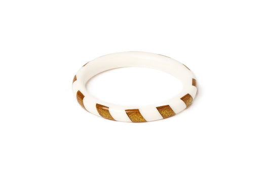 Gold and White Candy Stripe Bangle