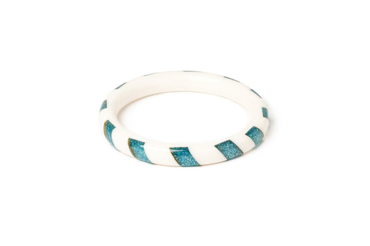 Turquoise and White Candy Stripe Bangle