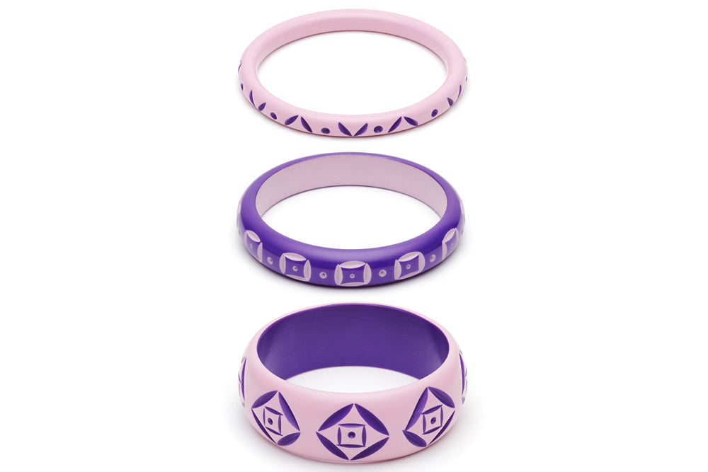 Clematis and Violet Set of 3 Duchess Bangles