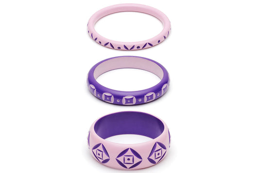 Clematis and Violet Set of 3 Duchess Bangles