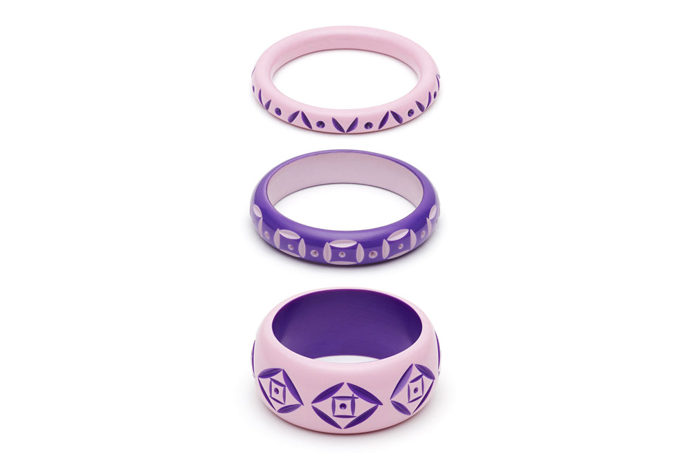 Clematis and Violet Set of 3 Maiden Bangles