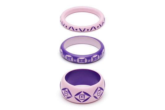 Clematis and Violet Set of 3 Maiden Bangles