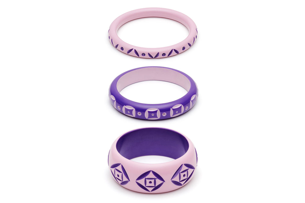 Clematis and Violet Set of 3 Bangles