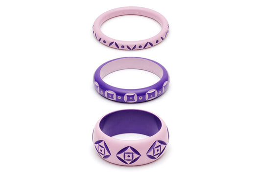 Clematis and Violet Set of 3 Bangles