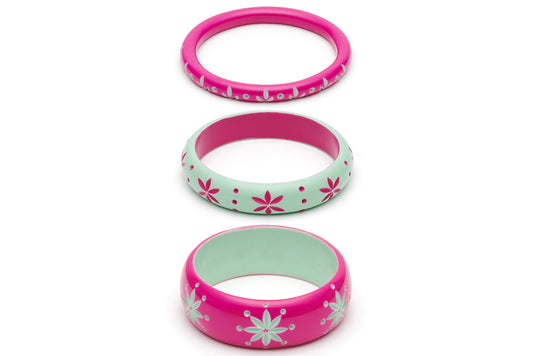 Flamingo and Parrot Set of 3 Duchess Bangles