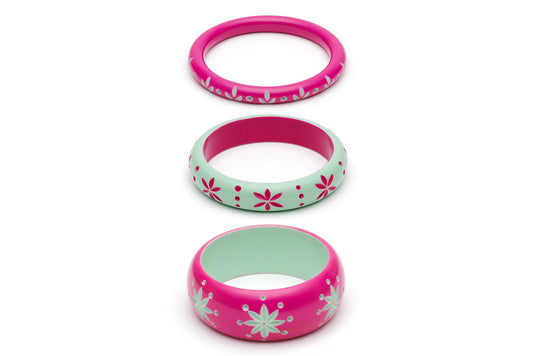 Flamingo and Parrot Set of 3 Bangles