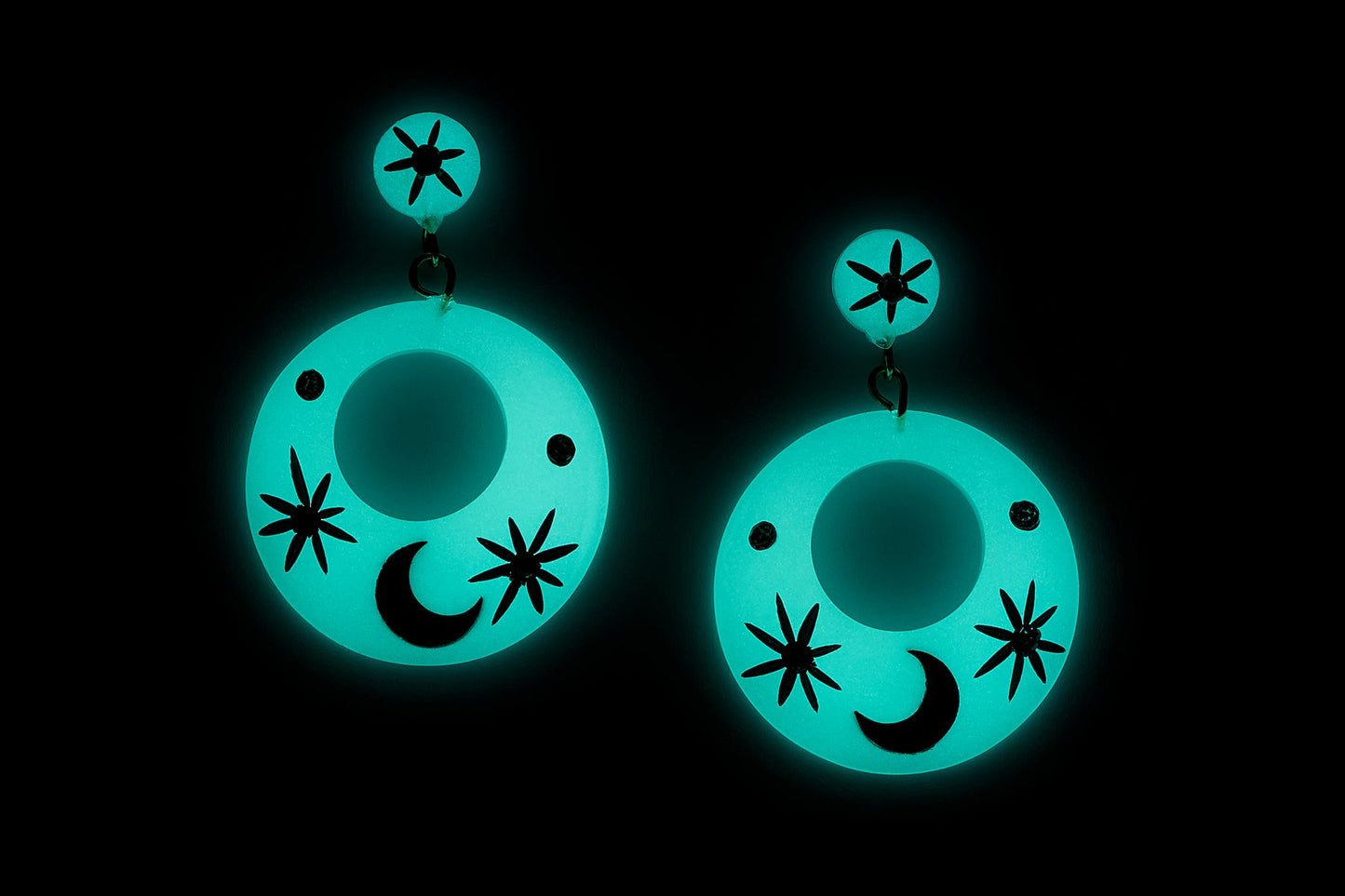 Spirit Moon Drop Hoop Earrings