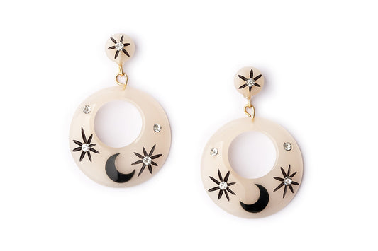 Spirit Moon Drop Hoop Earrings
