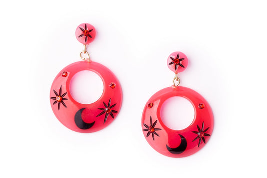 Blood Moon Drop Hoop Earrings